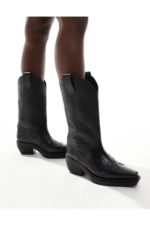 Schuh Botas por la rodilla negras de estilo wéstern de cuero Dora de -Negro
