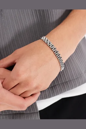 ASOS Pulsera plateada de estilo cadena de reloj de acero inoxidable resistente al agua de