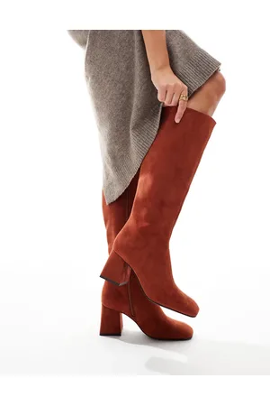 ASOS Botas por la rodilla color óxido de tacón en bloque Ciara de -Rojo