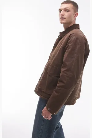 Topman Chaqueta con acabado encerado y solapas de piel sintética de