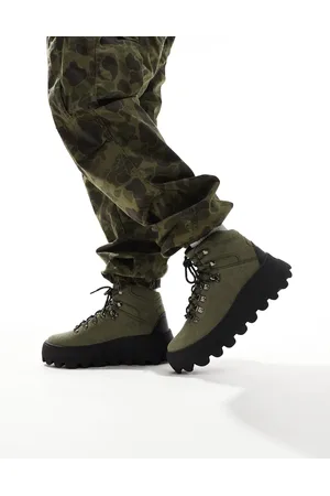 ASOS Botas de senderismo caquis con cordones y suela gruesa de -Verde
