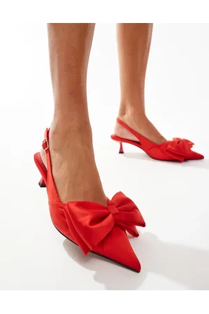ASOS Zapatos rojos destalonados de tacón bajo con lazo Secret de