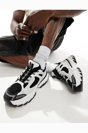 ASOS Zapatillas deportivas blancas y negras con suela gruesa de
