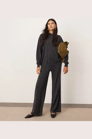 ASOS Pantalones de pernera ancha de punto de mezcla de cachemir premium de (parte de un conjunto)