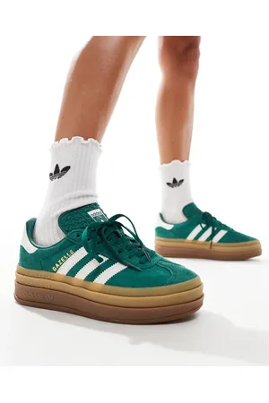 adidas Zapatillas de deporte verdes y blancas Gazelle Bold de