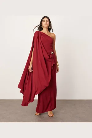 ASOS Vestido largo asimétrico y drapeado con detalle de herraje dorado de