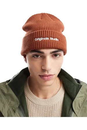 JACK & JONES Gorro naranja tostado con logo Originals de punto grueso de