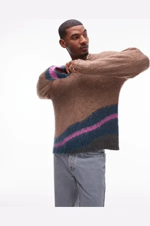 Topman Jersey con cuello redondo y estampado abstracto de punto mullido de