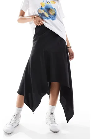 ASOS Falda midi negra asimétrica de modal de