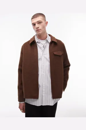 Topman Chaqueta estilo camisa de tejido efecto lana de -Rojo