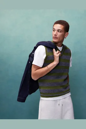 ASOS Chaleco a rayas caquis de punto mullido de -Verde