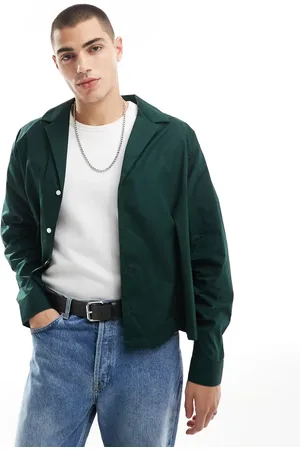 ASOS Camisa de corte cuadrado extragrande con cuello de solapas pronunciado de popelina de