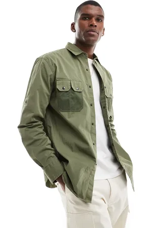 Ralph Lauren Sobrecamisa verde oliva de nailon y algodón de