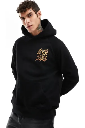 Sixth June Sudadera negra con capucha y logo cromático estampado en la espalda de
