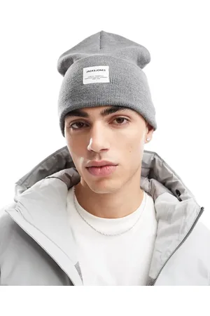 JACK & JONES Gorro gris jaspeado extragrande de punto de
