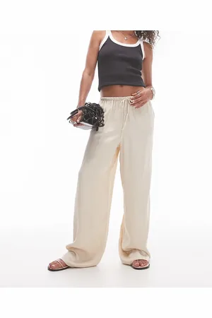 Topshop Pantalones blanco con cordón ajustable de satén de -Gris