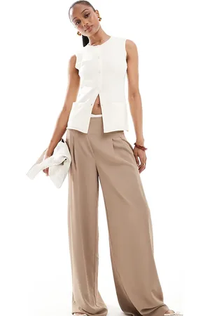 ASOS Pantalones color de pernera ancha con ribete de borde sin rematar de ASOS DESIGN Tall-Rosa