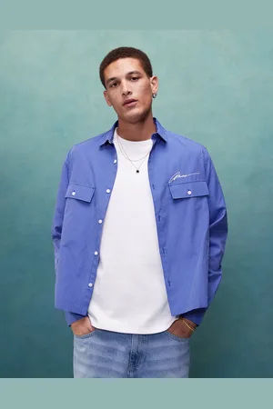 ASOS Camisa a rayas de corte cuadrado holgado con bordado en el pecho de