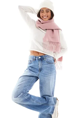 ASOS Bufanda azul y naranja a rayas degradadas con acabado cepillado de