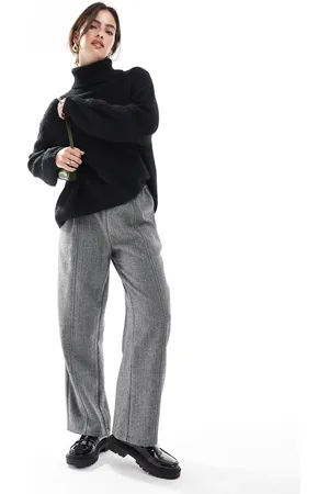ASOS Pantalones de sastre grises de pernera barrel sin cierres de -Negro