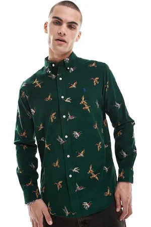 Ralph Lauren Camisa clásica extragrande con estampado de ánade real y logo Icon de