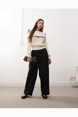 Miss Selfridge Pantalones de sastre negros de pernera barrel de