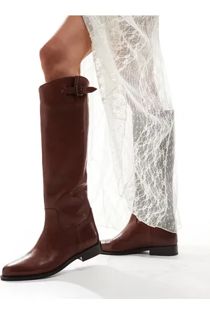 Bronx Botas de montar por la rodilla color coñac de cuero suave Felise de