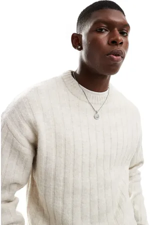 JACK & JONES Jersey beis extragrande de canalé ancho de -Beis neutro