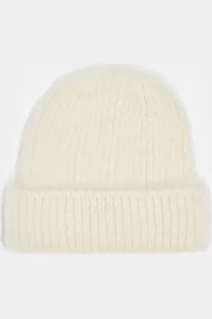 COLLUSION Gorro color crudo de punto cepillado de -Blanco