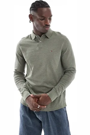 Tommy Hilfiger Polo verde oliva de manga larga y corte estándar 1985 de