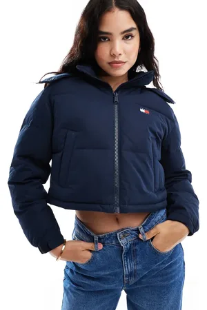 Tommy Hilfiger Chaqueta azul marino acolchada con ribete de piel sintética en la capucha Alaska de