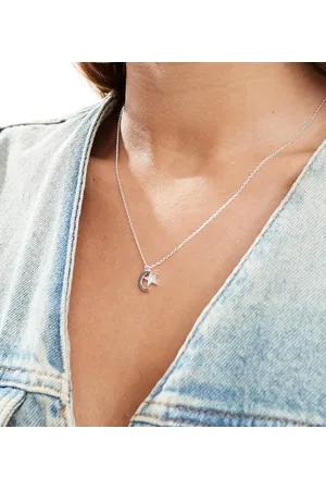 Accessorize Collar con colgante en forma de luna y estrella de plata de ley de