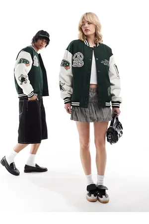 Dr Denim Chaqueta verde unisex con diseño de parches Annivarsity de