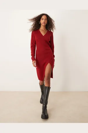 Glamorous Vestido midi cruzado de punto de