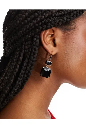 True Decadence Pendientes negros de tendencia con cristales de