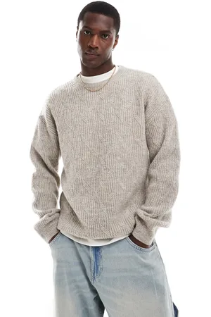 New Look Jersey color con cuello redondo de punto texturizado de -Beis neutro