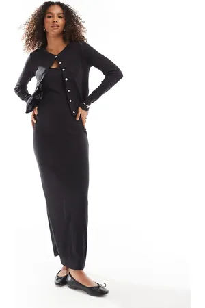 VERO MODA Vestido largo jaspeado de canalé suave de (parte de un conjunto)
