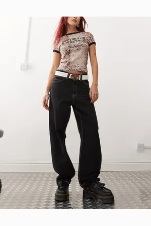 Dr Denim Vaqueros negros holgados de talle medio con detalle de estilo worker Faye de