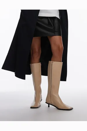 Topshop Botas por la rodilla estilo calcetín de tacón alto de cuero premium Taylor de -Marrón