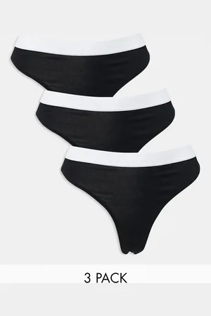 ASOS Pack de 3 tangas negros con cinturillas de algodón Lillie de