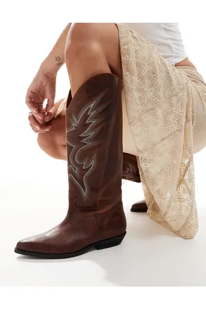 Bronx Botas por la rodilla color óxido de estilo wéstern de cuero vintage Kendra de