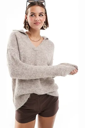 ONLY Jersey jaspeado con cuello abierto de - neutro