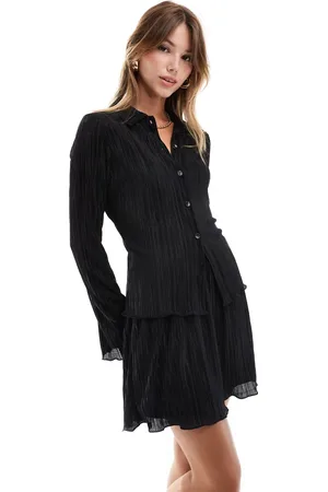 ASOS Minifalda negra plisada de (parte de un conjunto)