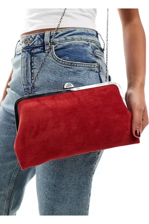 Accessorize Bolso clutch de antelina con bastidor y cierre de presión de