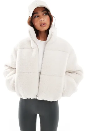 Miss Selfridge Chaqueta color acolchada de borreguito de -Blanco