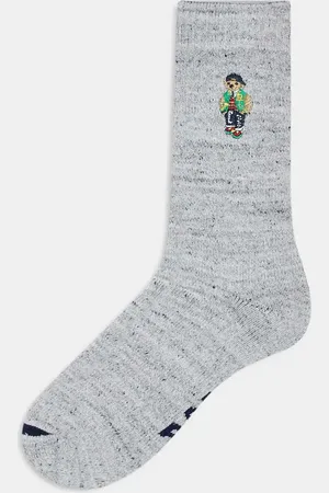 Ralph Lauren Calcetines deportivos grises con logo de oso de mezcla de algodón de