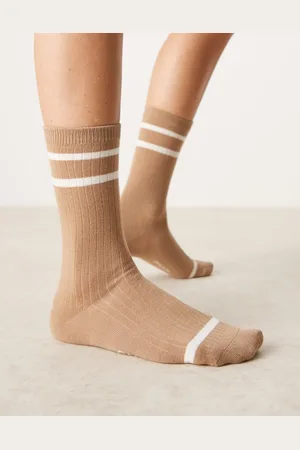 GANT Calcetines beis con detalle a rayas y logo de canalé de -Beis neutro