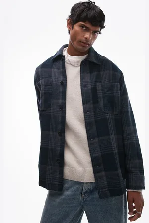 SELECTED Sobrecamisa extragrande a cuadros de