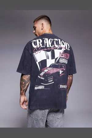 River Island Camiseta lavado extragrande con estampado motocross "Monaco" de