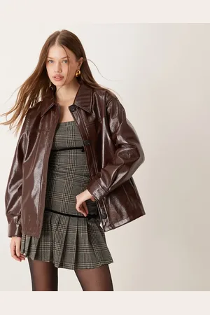ASOS Chaqueta de tejido efecto cuero ultrabrillante con efecto craquelado de